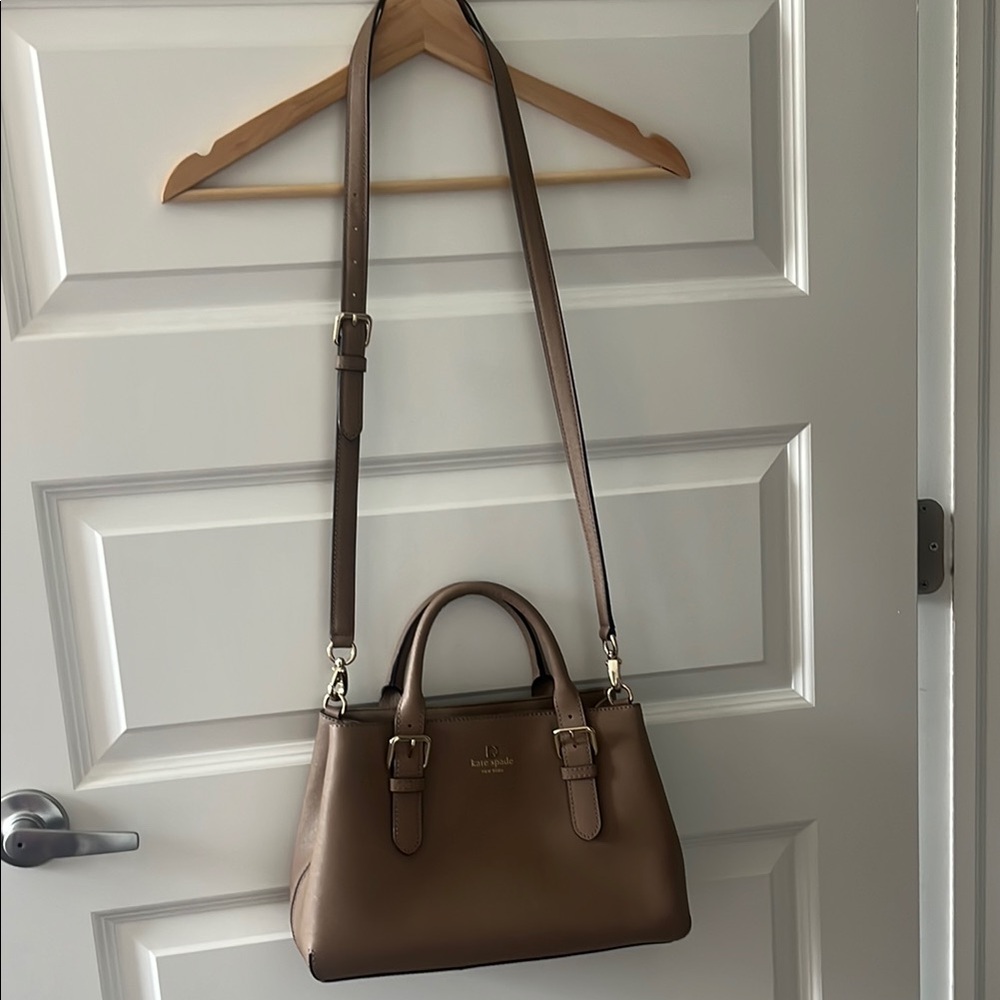 Kate Spade Brown Satchel with Double Handles and Crossbody Strap